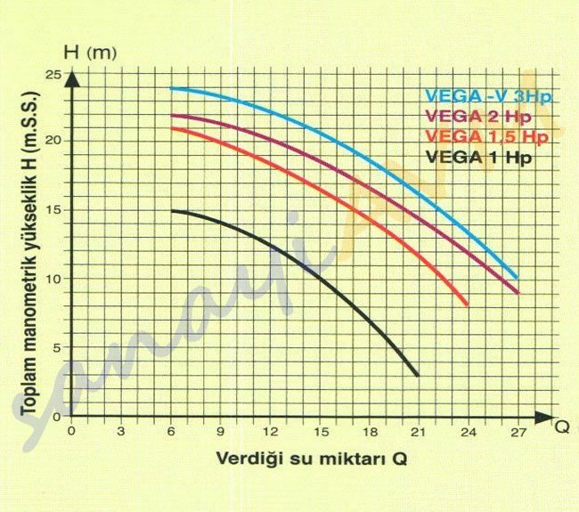 VEGA Alem Pompa Performans Eğrisi